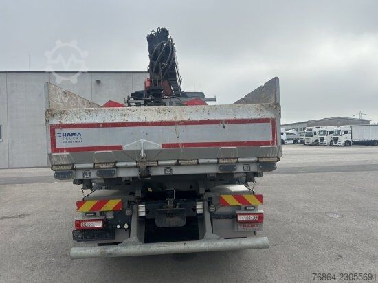 Camion ribaltabile trilaterale VOLVO FH 500 6X4 3-SEITEN KIPPER KRAN  MFCT HAMA KIPPER, PALFINGER PK 22000 RETARDER
