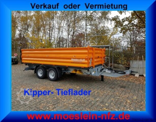 Rimorchio ribaltabile Möslein TTD11- BA Orange  neuer Tandem 3- Seitenkipper Tiefladermit Bordwand- Aufsatz-- Neufahrzeug --