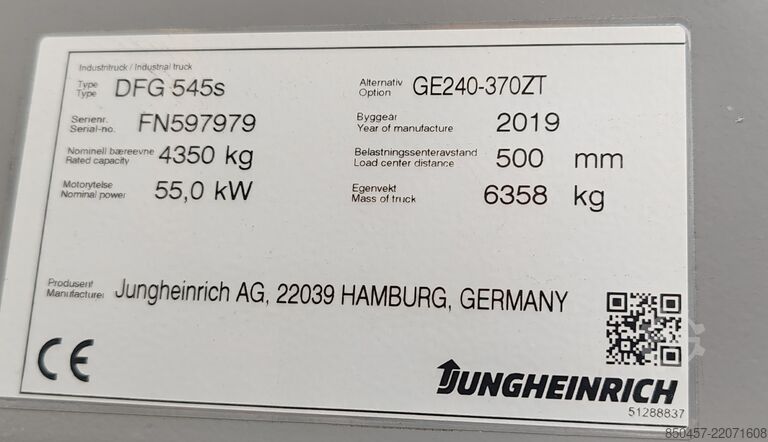 ディーゼルフォークリフト Jungheinrich DFG 545s