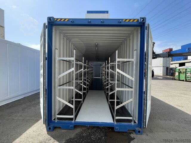 Container de depozitare 40‘ HC Double Door mit Reifenregalsystem