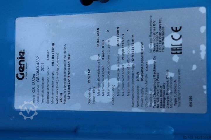 Scissor lift Genie GS1330M Valid inspection, *Guarantee! All-Electric