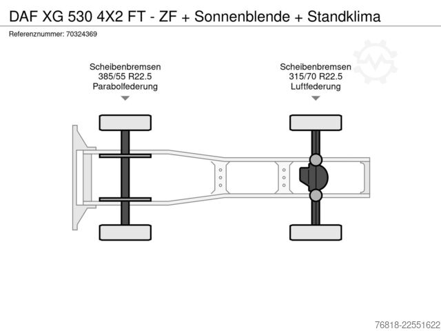 Cap tractor standard DAF XG 530 4X2 FT - ZF + Sonnenblende + Standklima