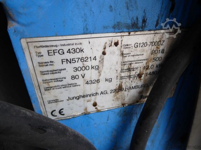 Elektromos négykerekű targonca Jungheinrich EFG 430K 700DZ
