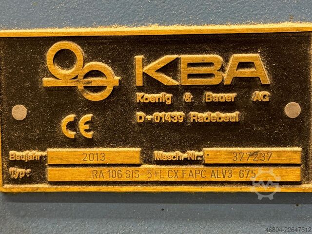 μηχανή εκτύπωσης όφσετ KBA RA 106-5 L CX SIS