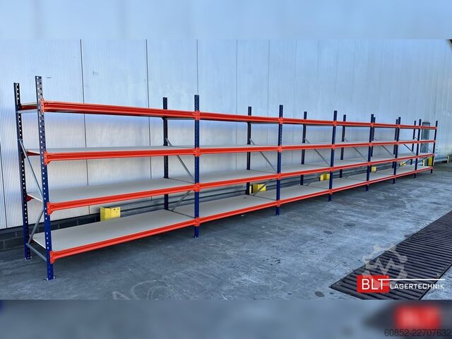 širokorozponový skladový regál ca. 13,35 lfm. Weitspannregale H: 200 cm T: 80 cm , 400 kg Fachlast , 4 Ebenen
