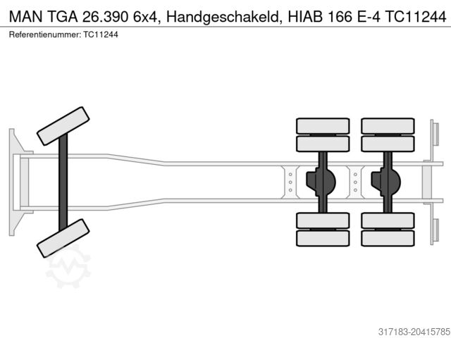 Самоскид з краном-маніпулятором MAN TGA 26.390 6x4, Handgeschakeld, HIAB 166 E-4