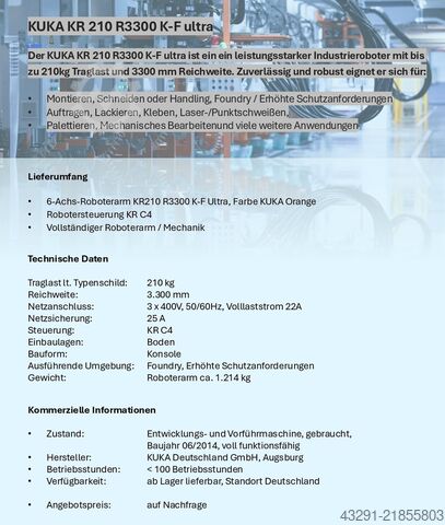 Ipari robot KUKA KR210 R3300 K-Foundry ultra