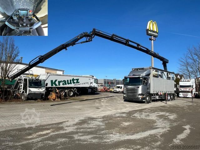 Camión de plataforma SCANIA G 410 6x2 Pritsche Heckkran Palfinger PK 27002