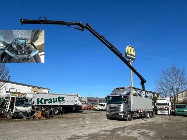Camión de plataforma SCANIA G 410 6x2 Pritsche Heckkran Palfinger PK 27002