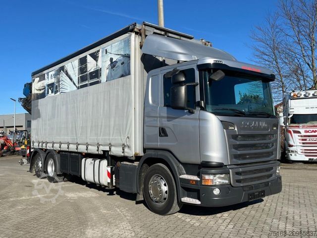 Camión de plataforma SCANIA G 410 6x2 Pritsche Heckkran Palfinger PK 27002