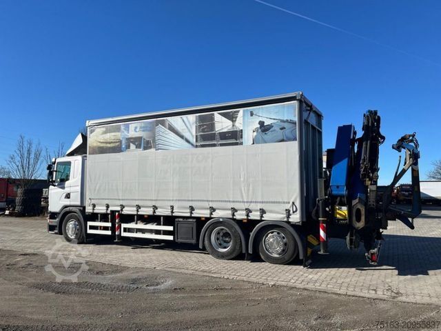 Camión de plataforma SCANIA G 410 6x2 Pritsche Heckkran Palfinger PK 27002