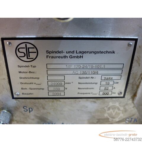 Thành phần  SLF Fraureuth MF 170-24/19-101.1 Motorspindel für das Innenschleifen
