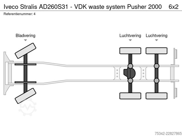 कचरा संग्रहण वाहन Iveco Stralis AD260S31 - VDK waste system Pusher 2000