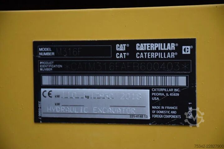 Gravemaskin på hjul Caterpillar M316F - mobile excavator - Tilrotator Engcon
