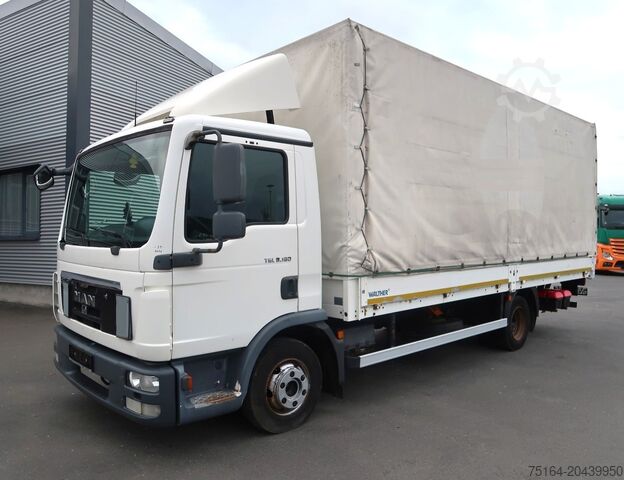 Truck with flatbed & tarpaulin MAN TGL 8.180 BL Pritsche + Plane