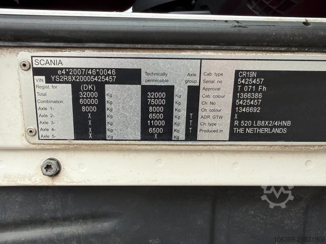 شاحنة قلابة SCANIA R520 8x2/4 Euro 6 Tipper / Kipper /  EcoTop