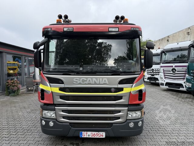 Truk flatbed Scania P410 4X2 Palfinger PK 13001