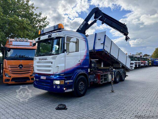 Truk bak dump tiga sisi Scania R380 6X2*4 Kipper mit Kran HIAB 220