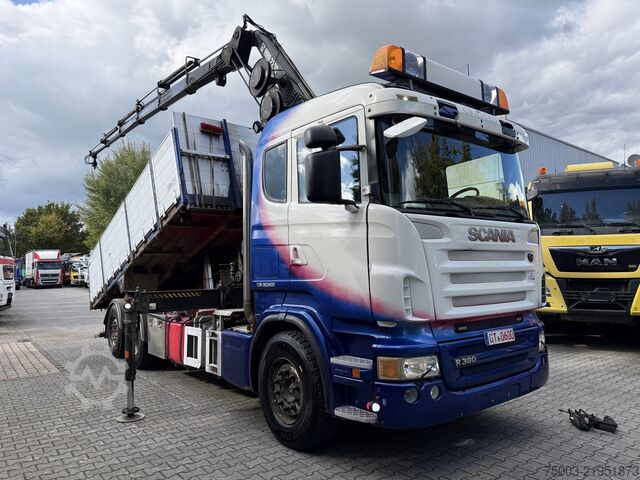 Truk bak dump tiga sisi Scania R380 6X2*4 Kipper mit Kran HIAB 220