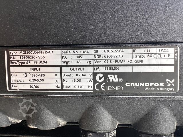 Bomba em linha de estágio único Art. 96110379 Grundfos TPE100-110/4AFA-BAQE