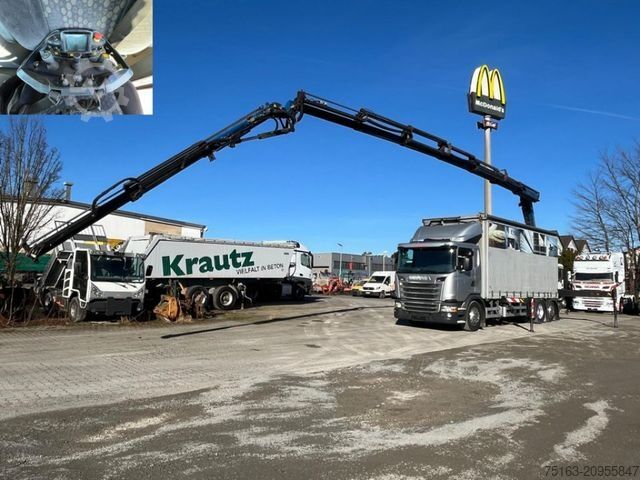 平床トラック（シート付き） SCANIA G 410 6x2 Pritsche Heckkran Palfinger PK 27002