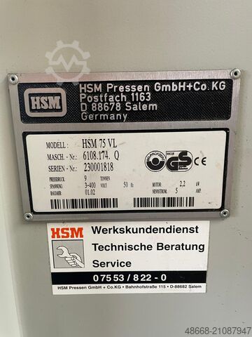 Prasa belująca, prasa do odpadów, prasa do papieru HSM 75 VL