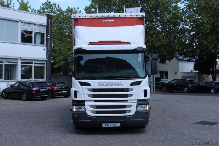 Platformas kravas automašīna ar tentu Scania P280 E6 Schiebeplane  Edscha  LBW 2t.  Navi