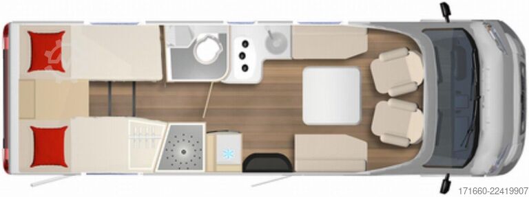 Pusiau integruotas kemperis BÜRSTNER Lyseo TD Harmony Line 727 G Hubstützen*Luftfeder