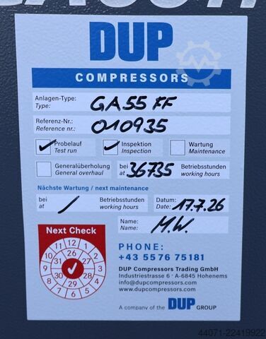 Vida kompresörü GA55FF Atlas Copco GA55FF