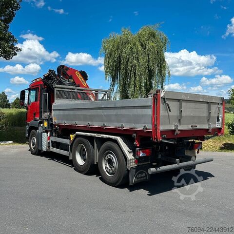 Tresidig tipplastbil MAN TGS 28.480 6x4-4 ALLRAD KRAN 19m SEILWINDE Wechs