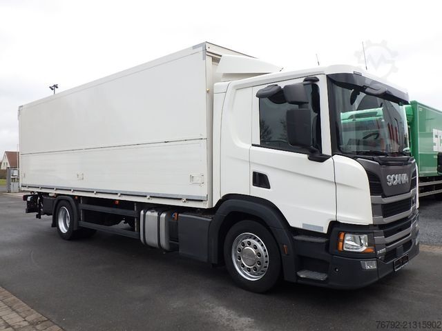 Truk minuman SCANIA P 280 B Getränkeko. 7,3m/Lasi/LBW/2xAHK/Vollluft