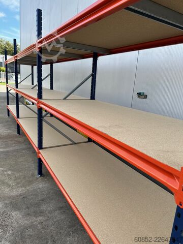 Breedvak opslagsstelling ca. 57 lfm. Weitspannregale H: 200 cm T: 80 cm , 400 kg Fachlast , 3 Ebenen