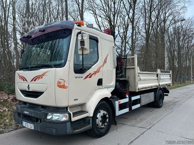 Tipper truck RENAULT Midlum 210 Kipper + Kran HMF850