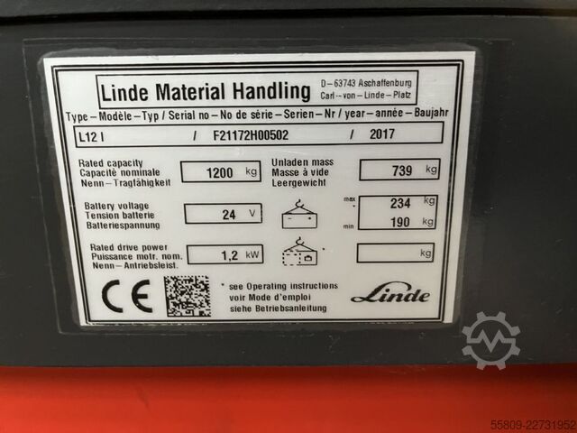 Carretilla eléctrica de 3 ruedas Linde 
