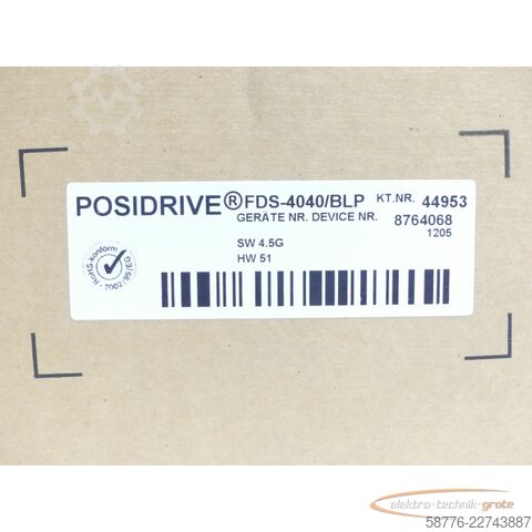 Component Stöber FDS-4040 / BLP Posidrive Frequenzumrichter SN:8764068 - ! -