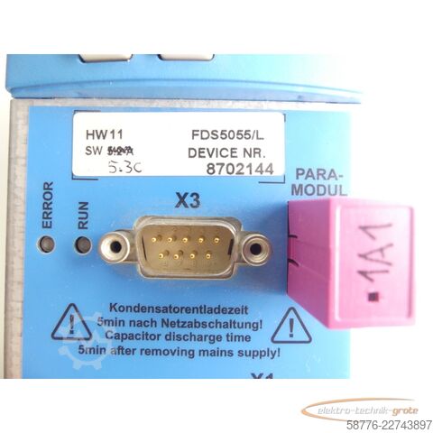 组成部分 Stöber FDS5055/L Posidrive Servoantrieb HW 11 SW 5.3C SN: 8702144