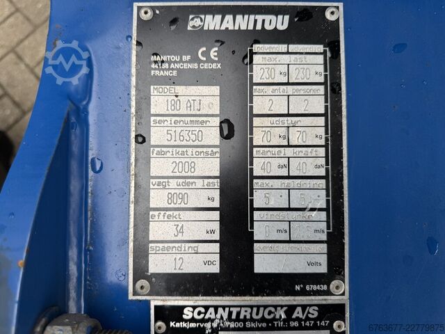 Manitou 180ATJ plataforma articulada / elevador de brazo articulado 18 m altura de trabajo 4x4x4 200 MANITOU 180ATJ Knikarm hoogwerker / Arbeitsbuhne 18M werkhoogte 4x4x4 2008 735uur Diesel