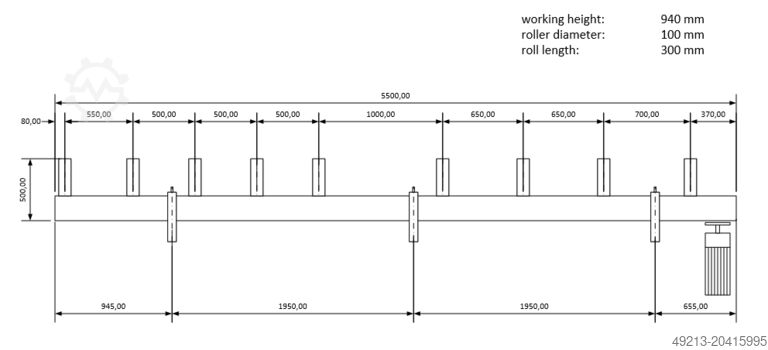 Rullarullakuljetin ulostimella DIMTER 5,5 x 0,3 m
