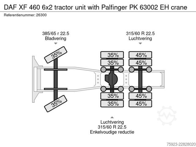 Cabeza tractora DAF XF 460 6x2 con grúa Palfinger PK 63002 EH. DAF XF 460 6x2 tracto runit with Palfinger PK 63002...