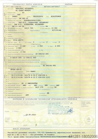 وحدة جرار قياسية DAF XF 460 FT SSC EURO 6 - STANDKLIMA