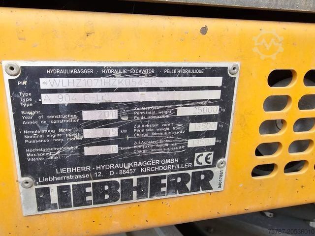 Tekerlekli ekskavatör LIEBHERR A 904-2 C Litronic mit fahrbarer  Kabine, Klima
