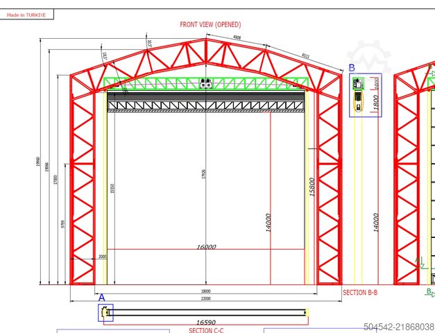 2 x tjaldhýsi, 120 x 18 metrar, einangrað HallGruppen 120 meter x 18 meter insulated