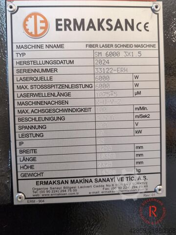 лазерна машина за рязане ERMAKSAN Fibermark | Fibermark SM 6000 3X1. 5 Gen-5