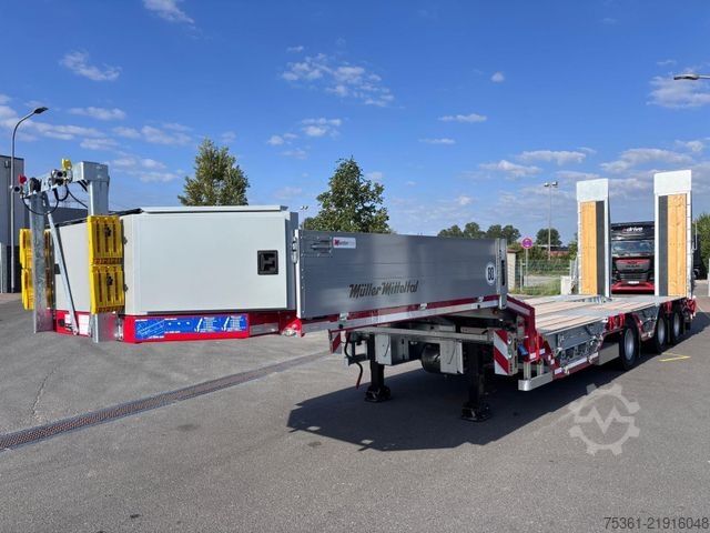 लो लोडर सेमिक्ट्रेलर MÜLLER-MITTELTAL Tieflader TS3-RM ML30,0 mit Radmulden Lenkachse