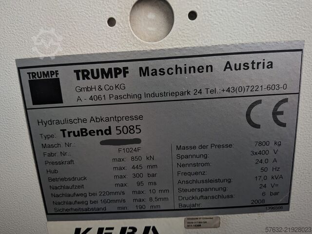Kantpresse Trumpf TruBend 5058. YEAR 2008 TASC 6000