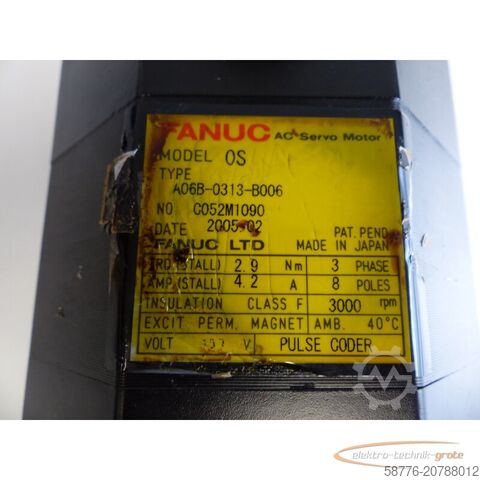 Unidad de control Fanuc A06B-0313-B006 SN: C052M1090 AC Servo Motor