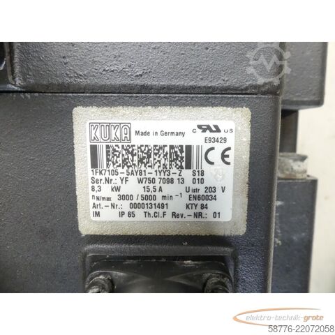блок управления KUKA 1FK7105-5AY81-1YY3-Z S18 Servomotor SN: YFW750709813010