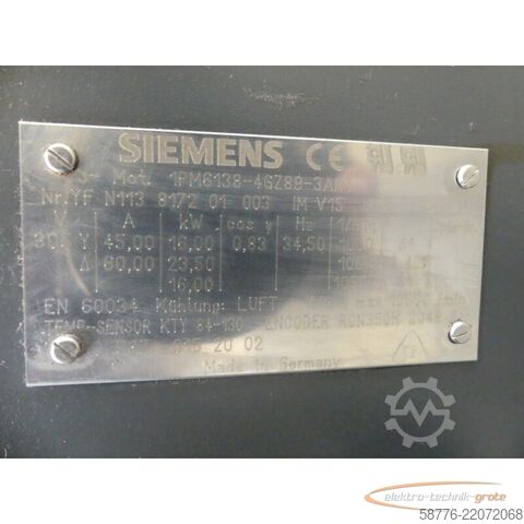 блок управления Siemens 1PM6138-4GZ89-3AR1 Hauptspindelmotor SN: YFN113817201003