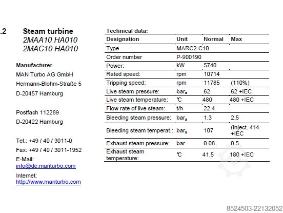 Steam turbine MAN Turbo 