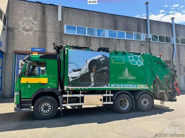 Atkritumu savākšanas transportlīdzeklis Volvo FM410 6x2 1 Chamber Waste Truck w/ Crane.